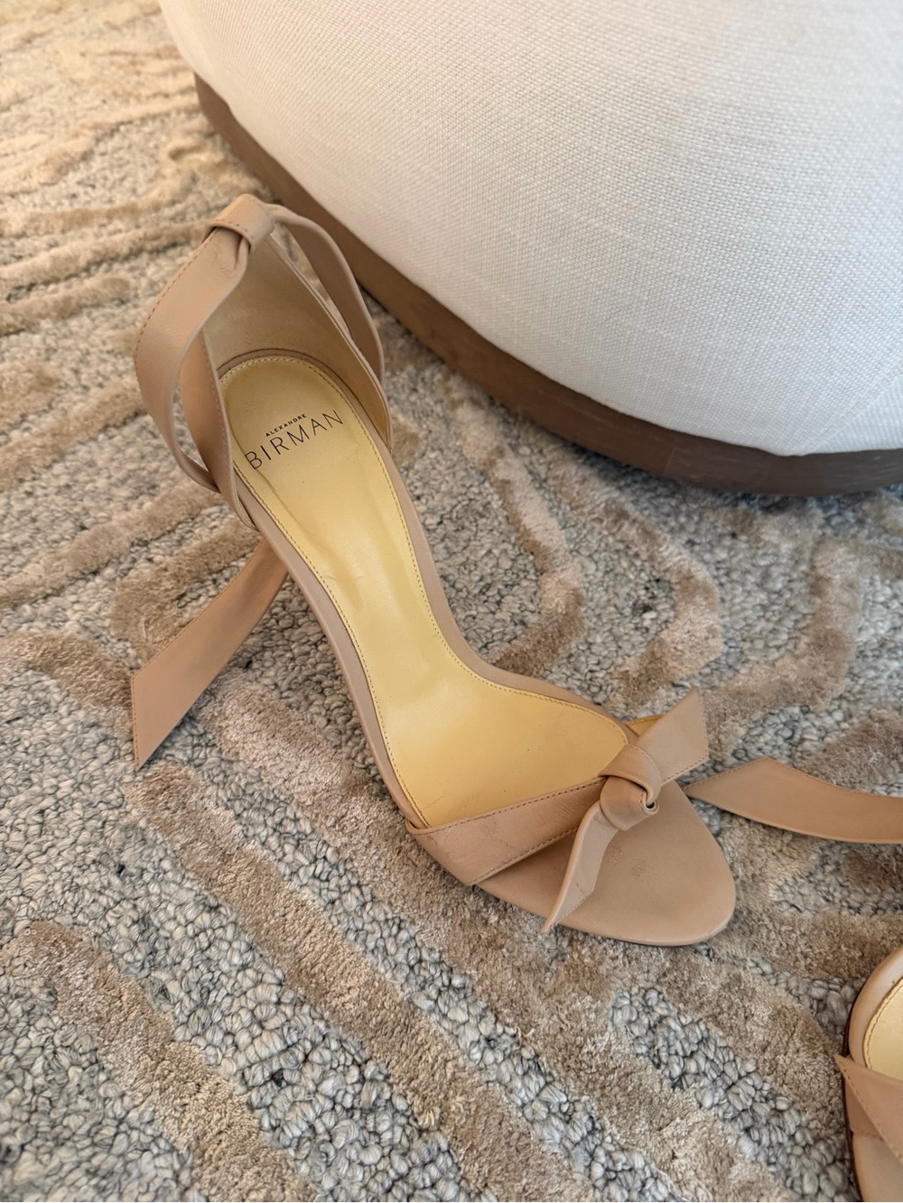 Alexandre Birman Clarita Nude Leather Bow Heels Sandals Size 38